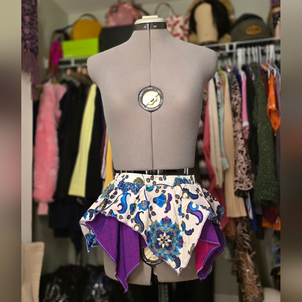 Floral Micro Skirt with Purple Accents